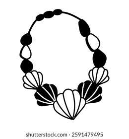 Shell necklace icon in doodle style 

