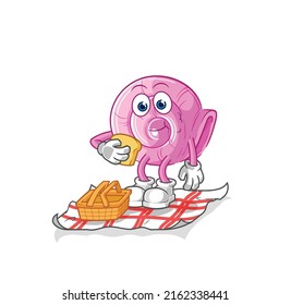 die Muschel auf einem Picknick-Cartoon. Cartoon-Maskottvektor