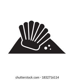 shell on the sand icon over white background, silhouette style, vector illustration