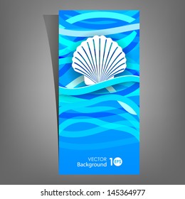 Shell on the waves.Vector eps 10.