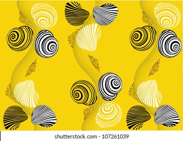 shell on a yellow background