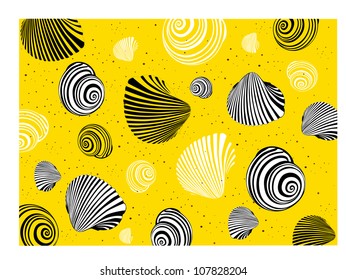 shell on a yellow background 