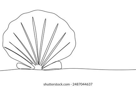 Shell one line continuous. Shell line art. Hand drawn vector art. 