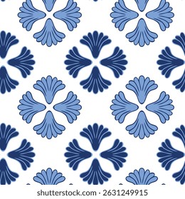 
Shell ornament in a decorative symmetrical layout. Ideal for the design of tiles, packaging and elegant textiles.