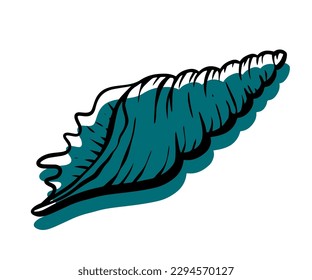 Shell with an outline in a trendy minimal style. Vector illustration of a spiral shell for tattoo, design social media post and stories.