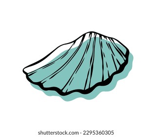 Shell con un contorno de estilo minimalista. Ilustración vectorial de una concha para tatuarse, diseñar publicaciones en medios sociales e historias.