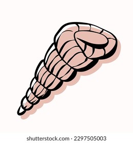 Shell with an outline in a trendy minimal style. Vector illustration of a shell clam for tattoo, design social media post and stories.