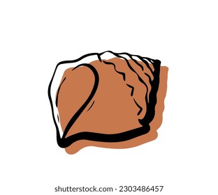 Shell with an outline in a trendy minimal style. Vector illustration of a shell clam for tattoo, design social media post and stories.