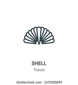 Shell outline vector icon. Thin line black shell icon, flat vector simple element illustration from editable travel concept isolated stroke on white background