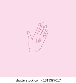 a shell in the palm of your hand. sign