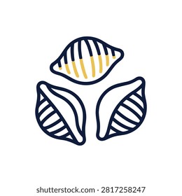 Shell Pasta Illustration Containing conchiglie, shell pasta, Italian food, and outline illustration. Outline illustration