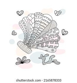 Shell pattern collection vector Designed in doodle style on a pastel background for digital printing,  clothing patterns, bag designs, fabric patterns, canvas prints, card  and more.