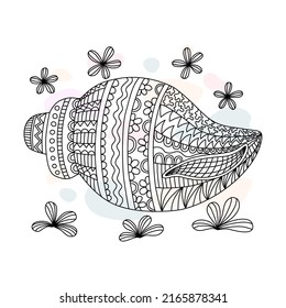 Shell pattern collection vector Designed in doodle style on a pastel background for digital printing,  clothing patterns, bag designs, fabric patterns, canvas prints, card  and more.