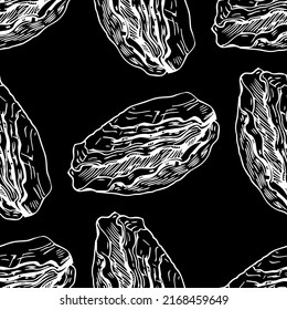 Shell pattern in a one line style. Outline of the plant: Black and white engraved ink art shells. Sketch wild flower for background, texture, wrapper pattern, frame or border.