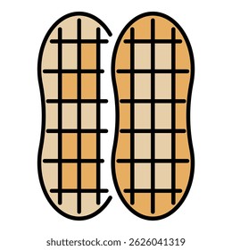 Shell peanut icon. Outline shell peanut vector icon color flat isolated on white