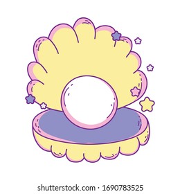 Shell with pearl design Sea life ecosystem fauna ocean underwater water nature marine tropical theme Vector illustration