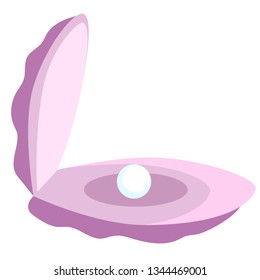 Shell with pearl flat illustration on white