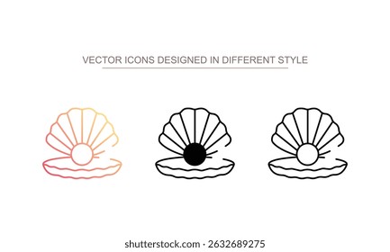 Shell con diseño de icono de perla con fondo blanco