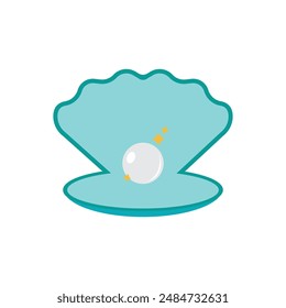 Shell and pearl icon flat design 