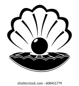 Shell. Pearl. Isolated on white background. Icons Icon