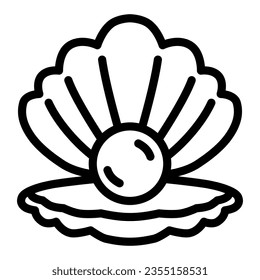 Shell with pearl line icon, nautical concept, Seashell sign on white background, pearl in opened seashell icon in outline style for mobile concept and web design. Vector graphics