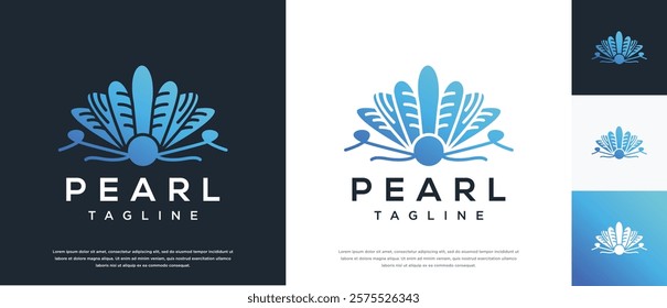 Shell pearl logo design illustration. Shell pearl logo template.