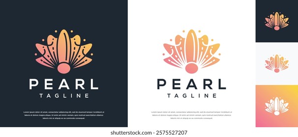 Shell pearl logo design illustration. Shell pearl logo template.