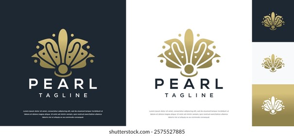 Shell pearl logo design illustration. Shell pearl logo template.