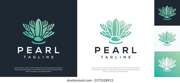 Shell pearl logo design illustration. Shell pearl logo template.