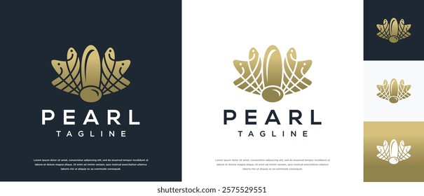 Shell pearl logo design illustration. Shell pearl logo template.