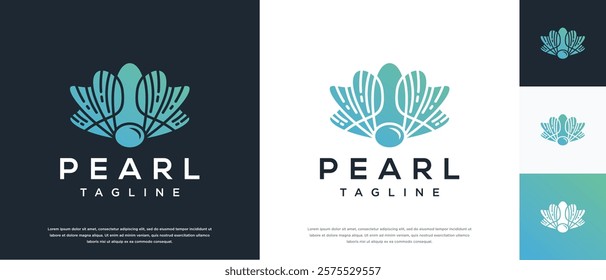 Shell pearl logo design illustration. Shell pearl logo template.