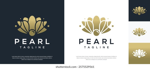 Shell pearl logo design illustration. Shell pearl logo template.