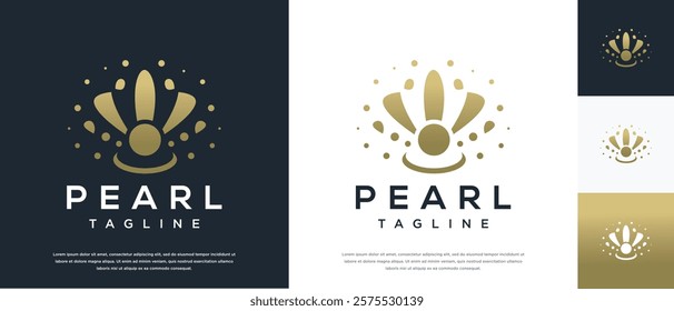 Shell pearl logo design illustration. Shell pearl logo template.