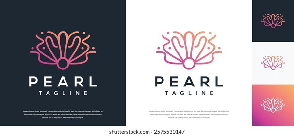 Shell pearl logo design illustration. Shell pearl logo template.
