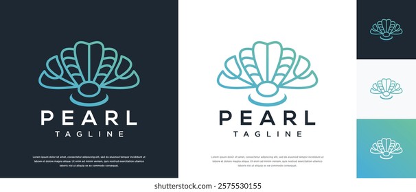 Shell pearl logo design illustration. Shell pearl logo template.