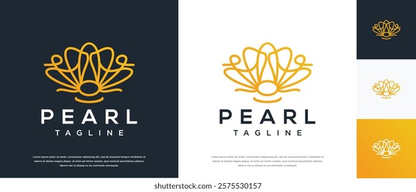 Shell pearl logo design illustration. Shell pearl logo template.