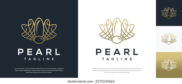 Shell pearl logo design illustration. Shell pearl logo template.