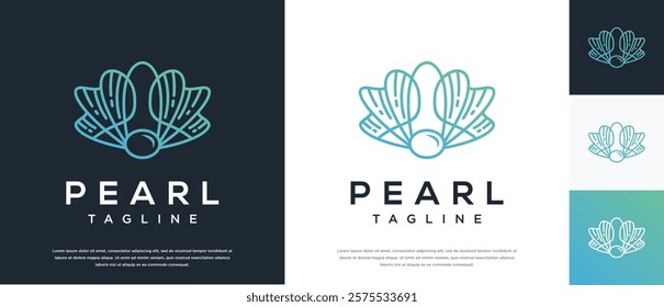 Shell pearl logo design illustration. Shell pearl logo template.