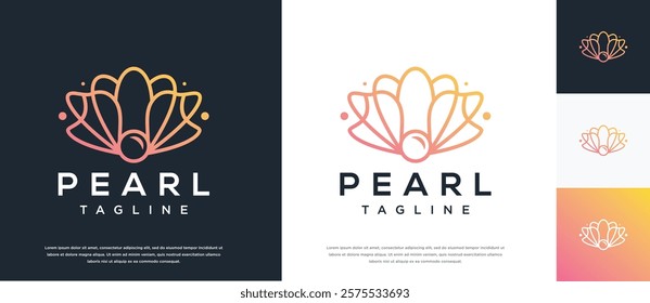 Shell pearl logo design illustration. Shell pearl logo template.