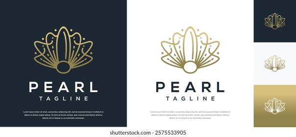 Shell pearl logo design illustration. Shell pearl logo template.