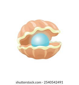 A shell with a pearl naturally decorates the sea and ocean floor, sea, ocean, water, seaweed, vector, colored, art, illustration, background, isolated