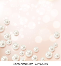 Shell pearl realistic composition of cumbersome blurry shell bubble particles and light silhouettes with shadows vector illustration