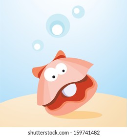 Shell with pearl. Vector illustration.