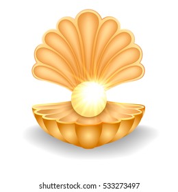 Shell with pearl vector illustration