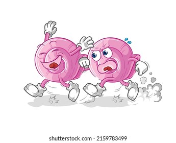 the shell play chase cartoon. cartoon mascot vector