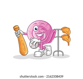 the shell playing baseball mascot. cartoon vector