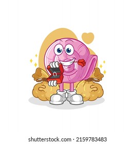 the shell propose with ring. cartoon mascot vector