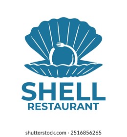 design de logotipo minimalista plano de restaurante shell