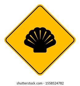 Shell and road sign on white