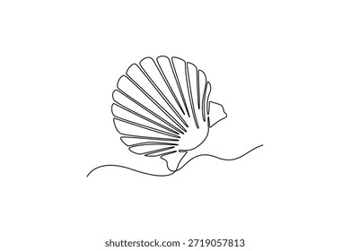 shell. Conceito de animal marinho. Design de desenho de linha única. Ilustração gráfica vetorial